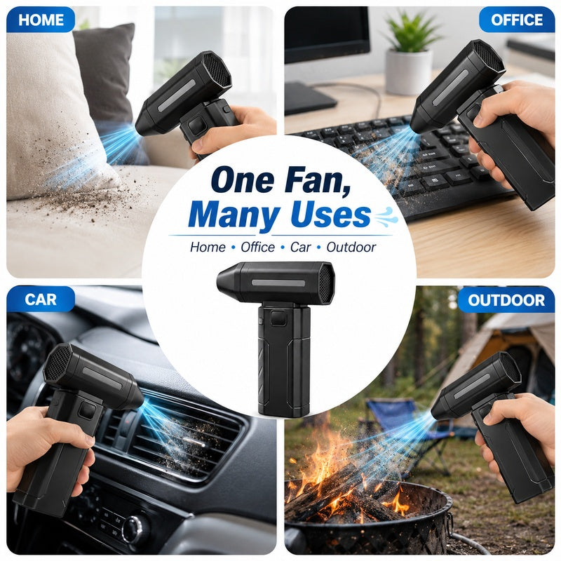 [Air Dryer, Blower, and Blades] Blower for Car Cleaning High-speed Turbine Fan, 3600mAh USB Rechargeable Portable Jet Fan (with LED Light), Wireless Dust Blowing Fan and Air Dryer, Heavy-duty Blower Suitable for Cars, Outdoors