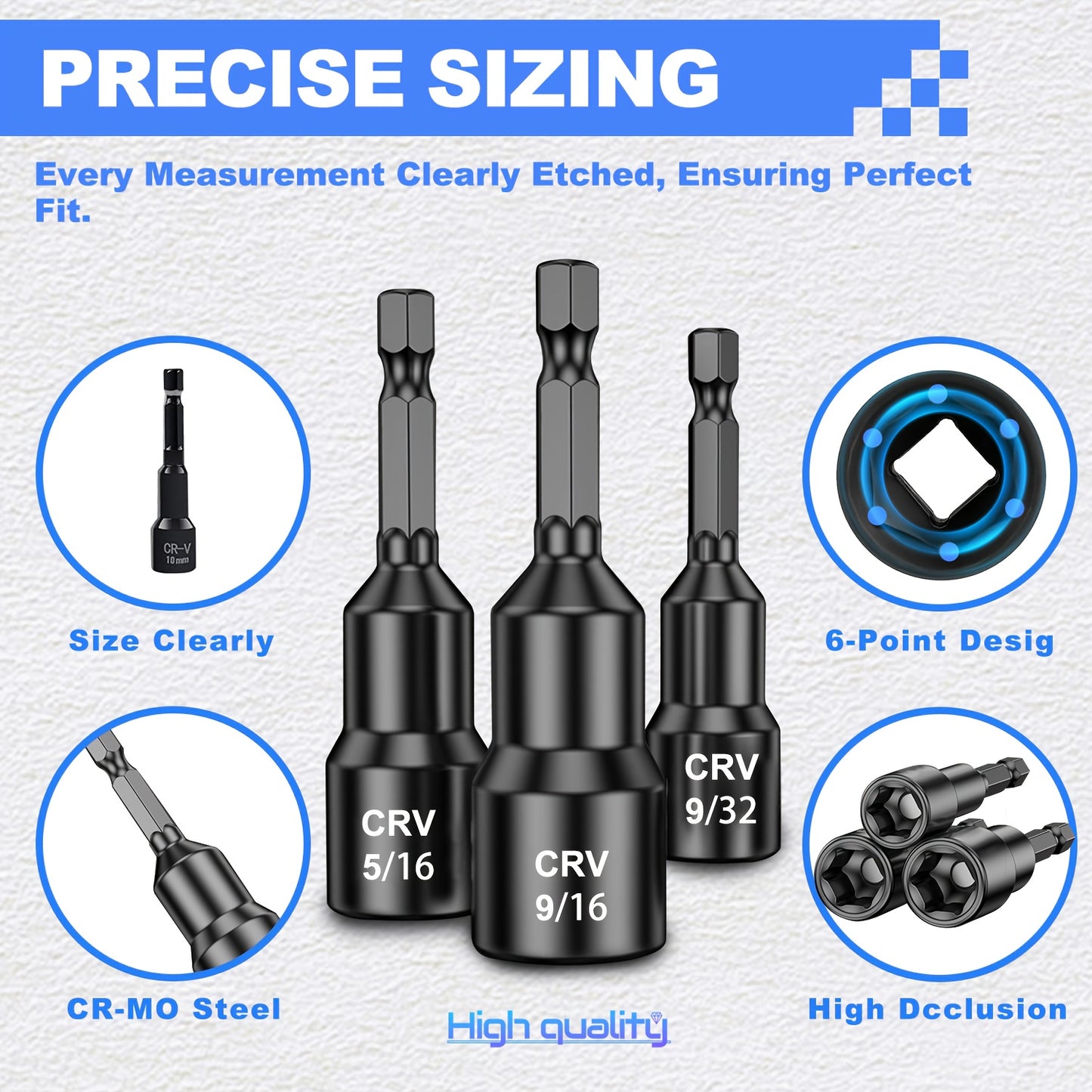 [Magnetic Nut Driver Set] 1/4" Hex Shank | Magnetic Nut Driver Set | 15pcs | Impact Nut Driver Set | SAE (1/4" to 9/16") And Metric (6-14Mm) | Chrome Vanadium Steel