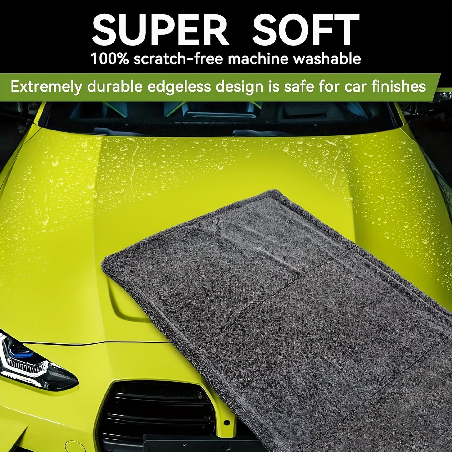 Microfiber Towels for Cars - 1300GSM X Large Size Quick Dry High Absorbent Edgeless Streak Free - Car Drying Towel for Detailing 24x36in