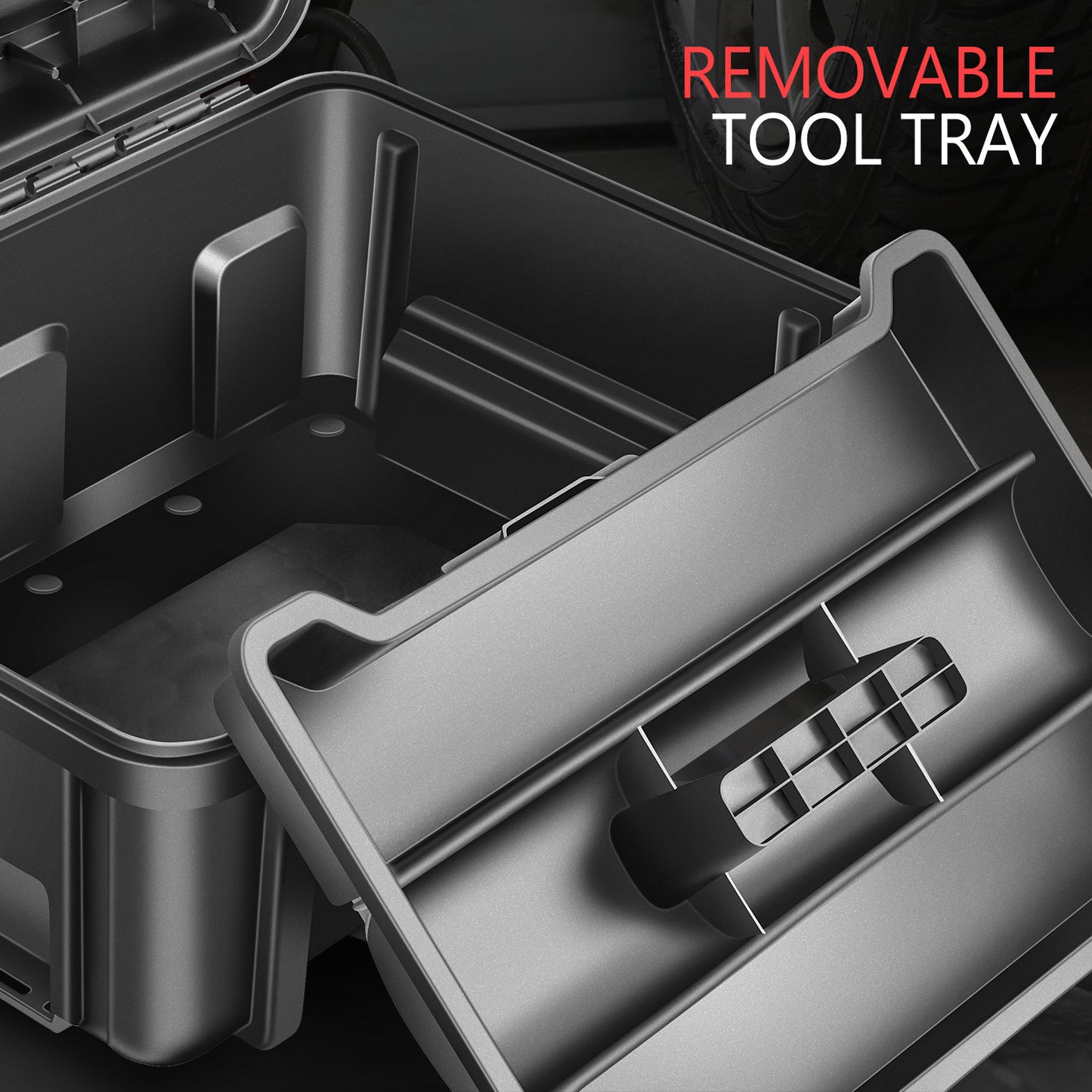 2pcs Tool Boxes Set - Lockable Organizer Storage Portable Toolbox with Removable Tray for Workshop Garage & Household, Large Capacity