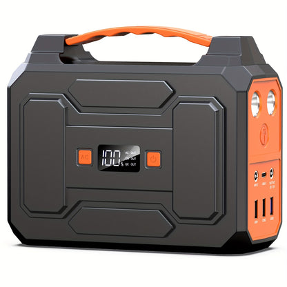 100W/300W Portable Power Station Solar Generator, (Solar Panel Optional), High Capacity Battery Pack, With 2*AC Outlet, DC, USB Port, LED Light, Extra Battery Power Supply For Outdoor Camping, Hiking, Road Trip, CPAP, Fan, Hurricane Emergency, Gift