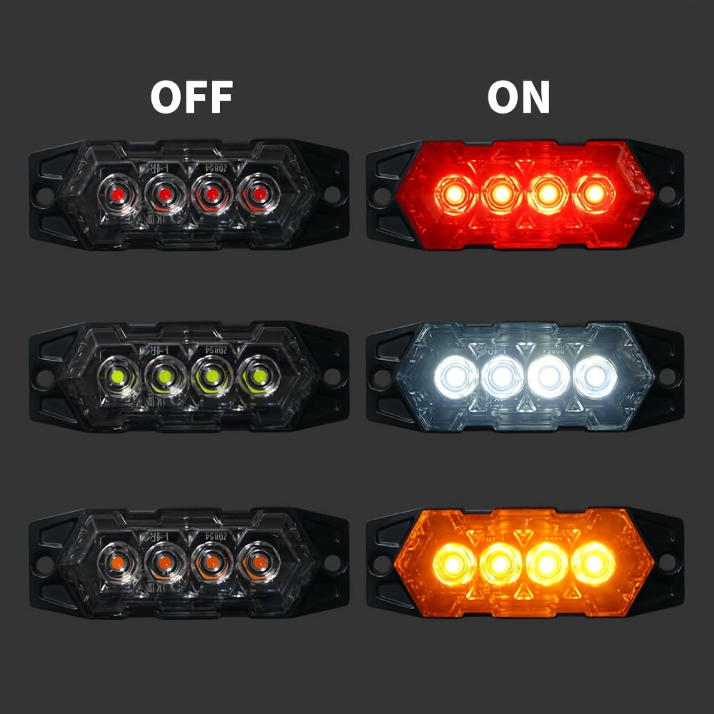 12pcs New Upgraded 12V-24V Universal LED Light for Atv Utv Boat Bike-Heavy-Duty Off-Road with Amber/Red/White, 12-24V Vehicle, Without Battery