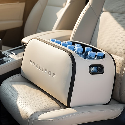 Stylish Faux Leather Car Storage Box with Multiple Functions, Spacious Passenger Seat Organizer, High-Capacity Trunk Organizer, Essential Car Interior Organizer, Versatile Car Storage Solution