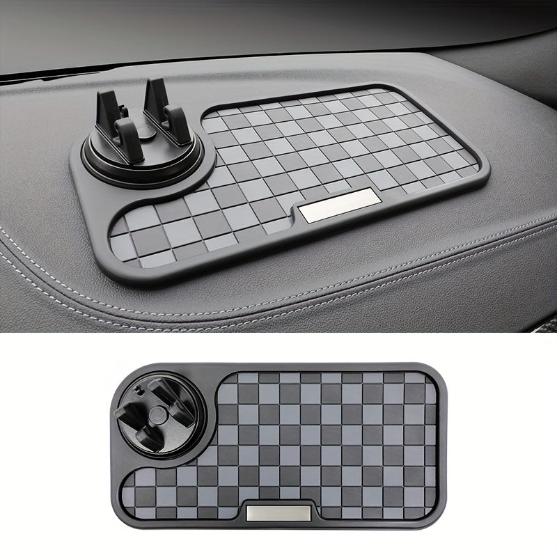 [Car Anti-Slip Mat] Car Anti-Slip Mat Dashboard Ornament Mat Mobile Phone Rotating Holder Dashboard Storage Mat High Temperature Resistant High-End Square Grid Mat Creative Ornament Pad Car Interior Accessories