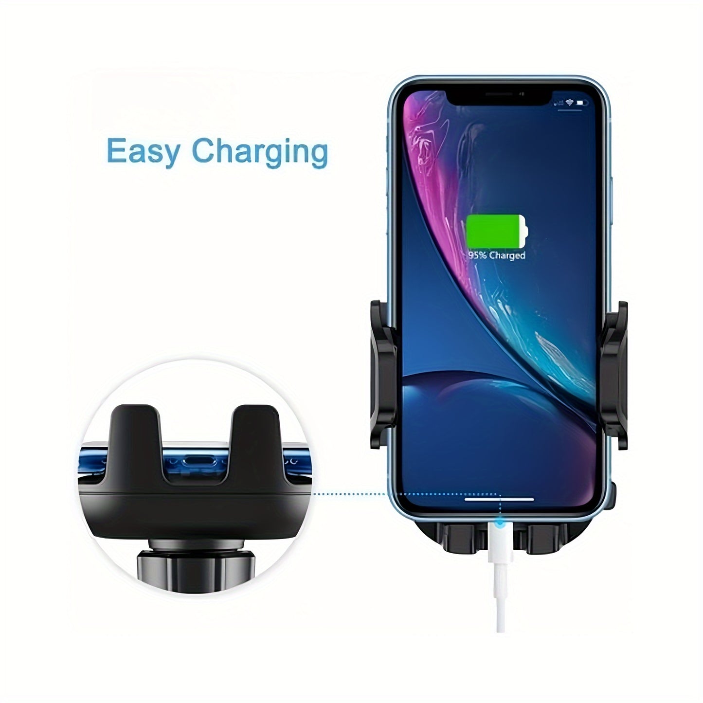 2-in-1 Car Phone Mount | Long Arm Suction Cup Holder | Air Vent Holder | Cell Phone Holder | Hands Free Cradle | Fit for Smartphone, iPhone, Cell Phone Automobile Cradles Universal
