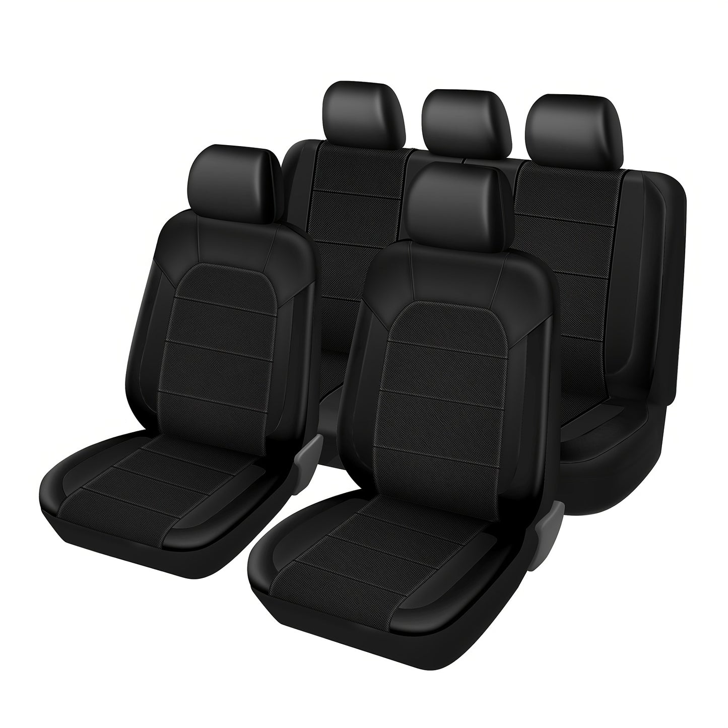 Deluxe All-Season Quilted PU Leather Car Seat Covers - Comfy Sponge-Padding, Universal Fit, christmas gifts