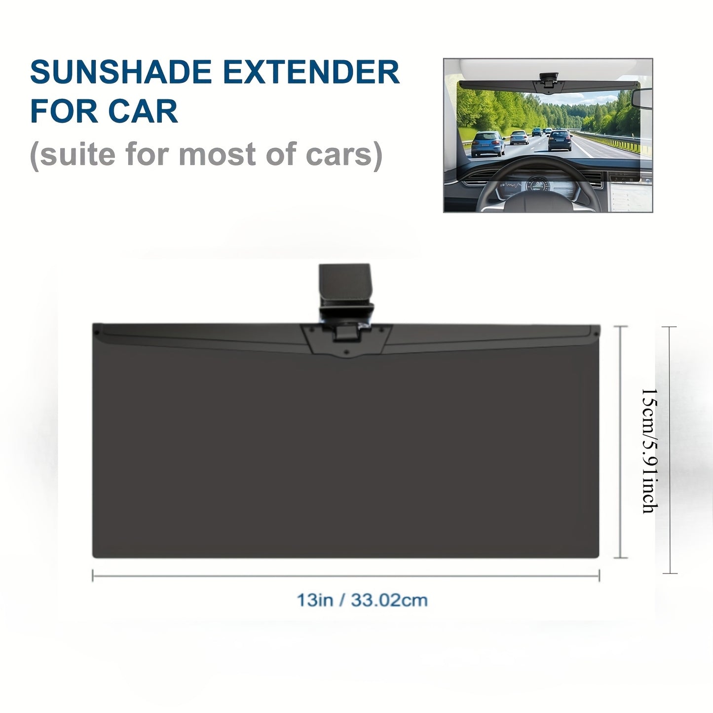 Car Visor Extender, Polarized Anti-Glare UV400 Blocker, Safety Clip Adjustable Extender, Universal, Safe And Comfortable Driving