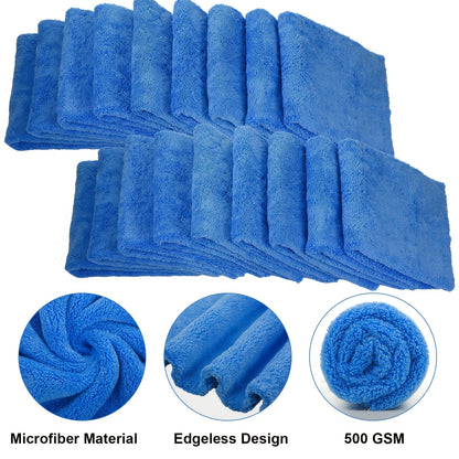 30pcs Edgeless Microfiber Plush Towels for Cars Detailing Drying Wash Polishing Towel Plush Absorbent Microfiber Plush Microfiber Cleaning Cloths for Cars, 500 GSM, 16 X 16 Inch(Dark Blue)