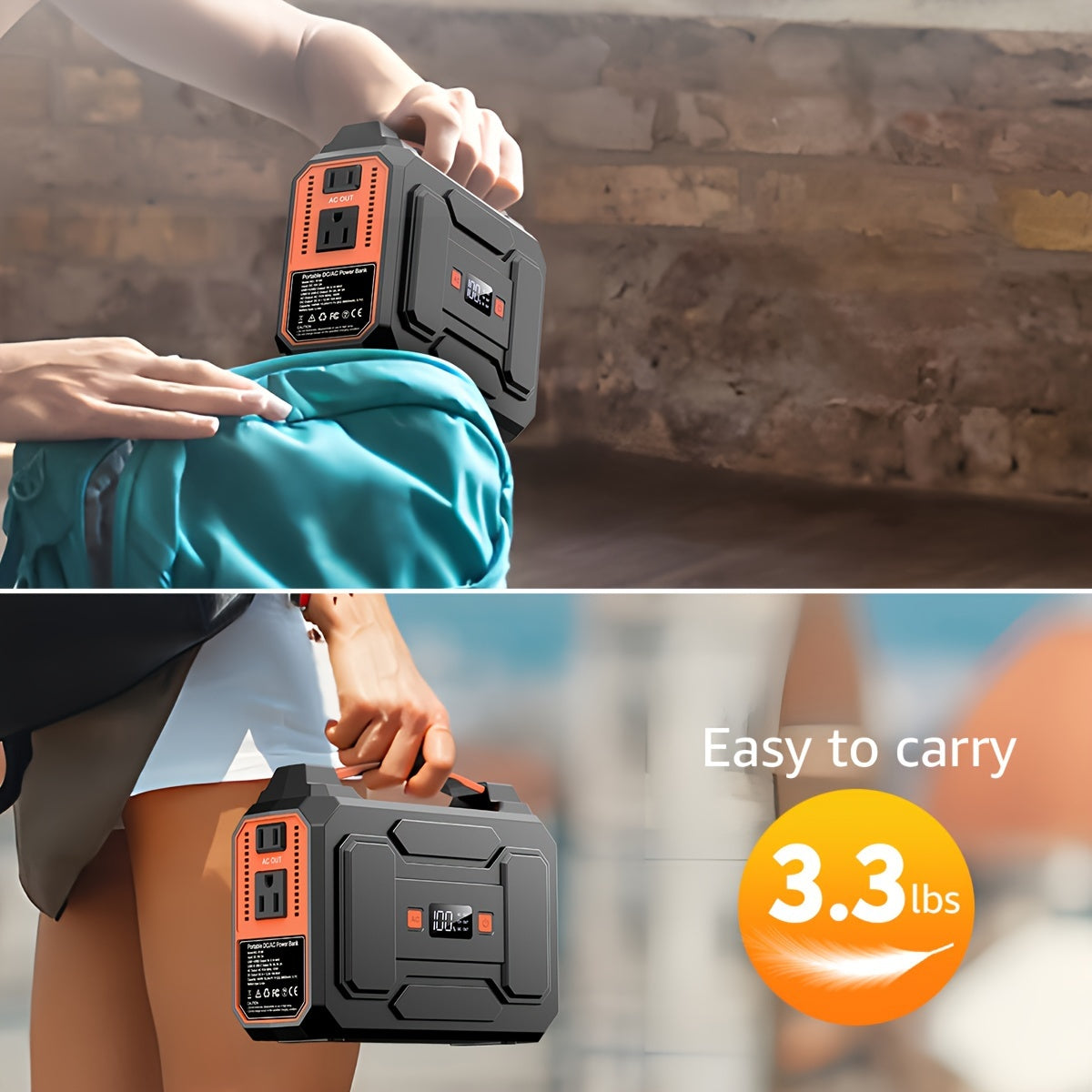 100W/300W Portable Power Station Solar Generator, (Solar Panel Optional), High Capacity Battery Pack, With 2*AC Outlet, DC, USB Port, LED Light, Extra Battery Power Supply For Outdoor Camping, Hiking, Road Trip, CPAP, Fan, Hurricane Emergency, Gift