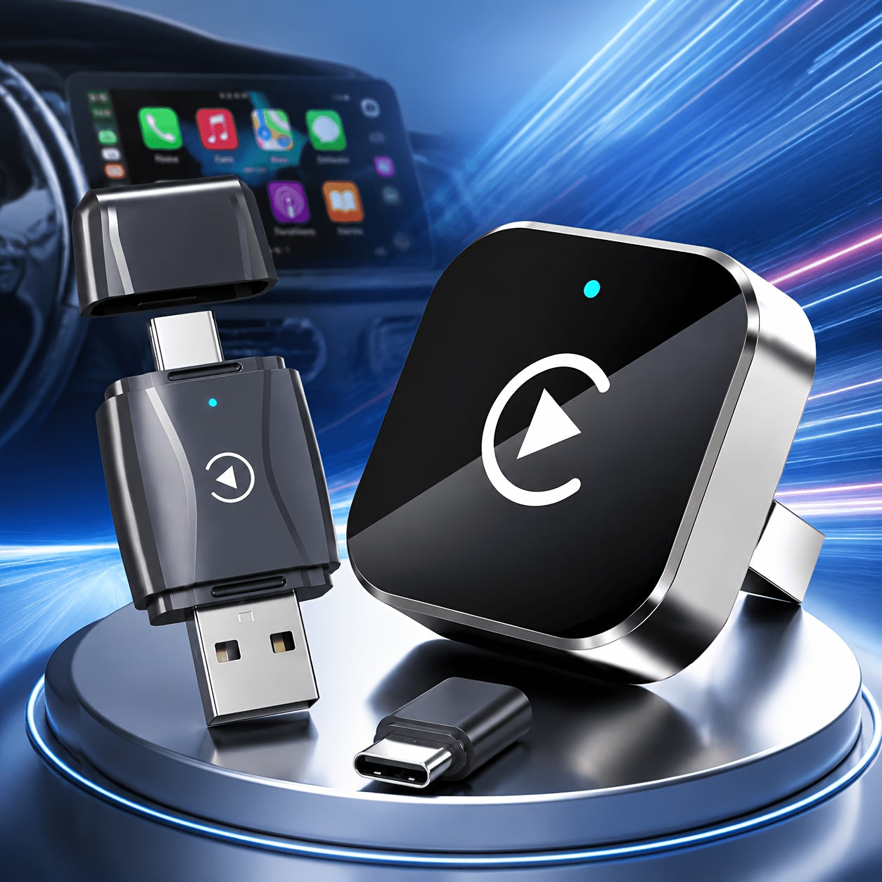 2026 NEW Wireless Carplay Adapter & Android Auto 2026 Upgrade Wired CarPlay to Wireless, 2-in-1 Mini USB Design with Fast Stable Connection Car Play for Apple IOS 10+, Android 11+ Version Car Play Wireless Adapter Carplay Wireless Free Type-C Adapter