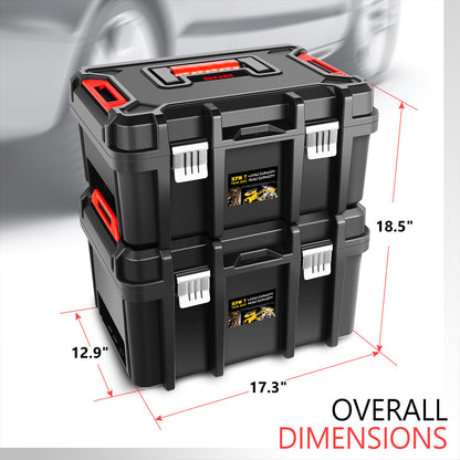 2pcs Tool Boxes Set - Lockable Organizer Storage Portable Toolbox with Removable Tray for Workshop Garage & Household, Large Capacity