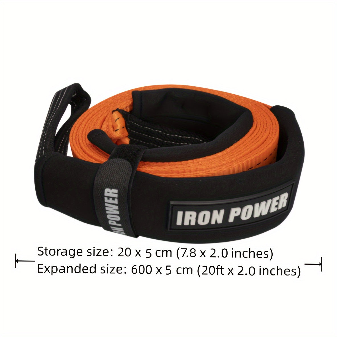 2'' × 20ft Emergency Tow Straps Kit Towing Rope + 1/2 D Ring Shackles (2pcs)