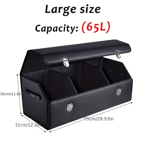 1pc Car Trunk Organizer with Lid, Collapsible Car Trunk Storage Organizer, Multi-Compartment Car Organizer for Auto, SUV, Truck, Minivan