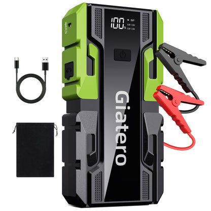 Portable Car Emergency Starter Power Supply, Equipped with an Air Compressor Tire Inflator, Suitable for Up to 3.7gal Gasoline Engines And 3.17gal Diesel Engines, And Specifically Designed for 12V Trucks And Cars As an Emergency Starter Power Supply