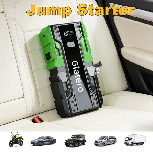 Portable Car Emergency Starter Power Supply, Equipped with an Air Compressor Tire Inflator, Suitable for Up to 3.7gal Gasoline Engines And 3.17gal Diesel Engines, And Specifically Designed for 12V Trucks And Cars As an Emergency Starter Power Supply