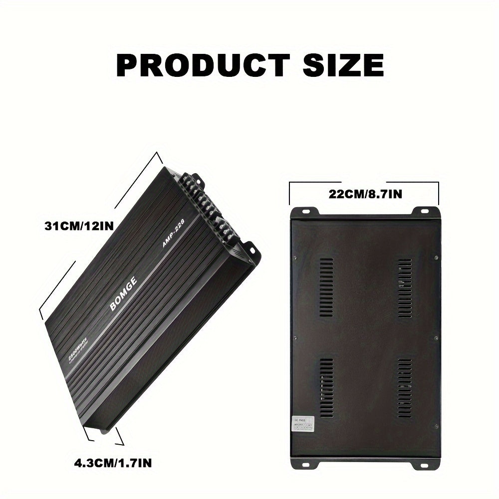 BOMGE Professional 4 Channel Amplifier Dub 4 Channel Car Amplifier AMP228 Vehicle Amplifier 2500 Watts Max for Subwoofers And Speakers