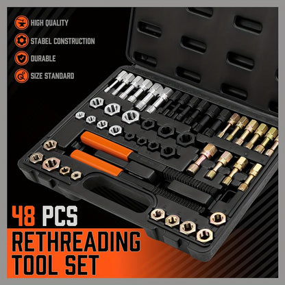 HORUSDY 48pcs Thread Chaser Set for UNF, UNC, And Metric Threads, Rethreading And Repair Kit