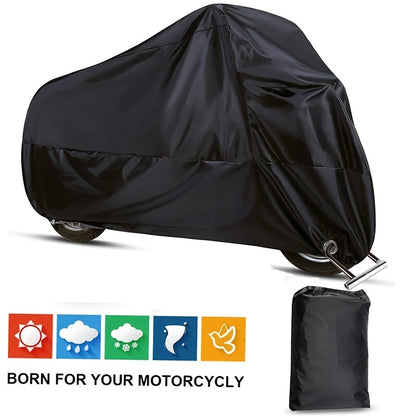 190T Universal Fit All-Waterproof, Dustproof, Sunscreen Heavy Duty Motorcycle Cover, Waterproof All Seasons Indoor Outdoor Protection, Sport Bikes Cruisers Scooter Touring Off-Road