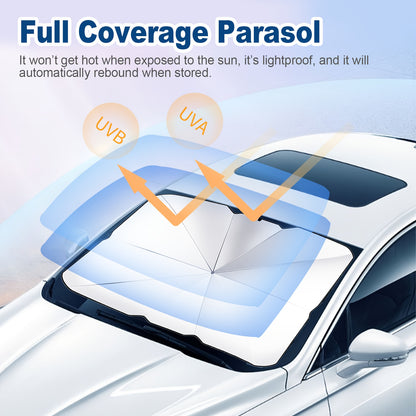 One UV Protection Windshield Sun Shade - Vehicle Front Windshield Visor with Seamless Opaque Insulation for a Wide Range of Vehicle Models
