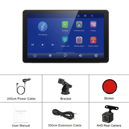 Podofo 10.26” Android Auto & CarPlay Wireless Portable Car Stereo with Touchscreen, Wireless/, Voice Control, FM Transmitter, Compatible for Smartphones, Navigation, Handsfree Calling, AUX Receiver for Vehicles