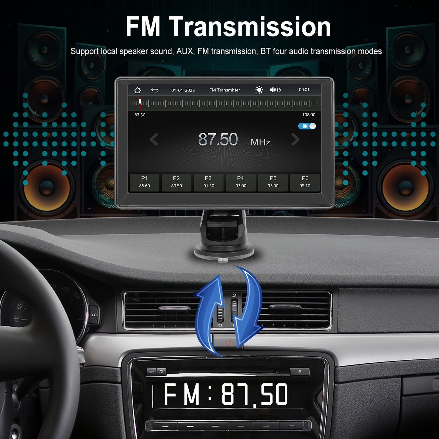Portable Car Stereo with Wireless Carplayer And for Android Auto, Portable 7 Inch HD Touchscreen Monitor with Wireless, Mirror Link, FM, EQ/AUX/TF/USB, Backup Camera, Carplayer Screen for Cars