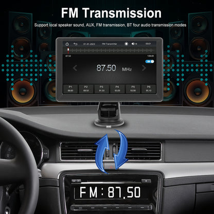 Portable Car Stereo with Wireless Carplayer And for Android Auto, Portable 7 Inch HD Touchscreen Monitor with Wireless, Mirror Link, FM, EQ/AUX/TF/USB, Backup Camera, Carplayer Screen for Cars