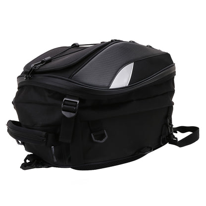 Versatile Motorcycle Rear Bag, 5.81-10.04gal - Synthetic Faux Leather Helmet Backpack with Storage Compartments & Reflective Straps for Off-Road Bikes, Street Motorcycles, And Motorbikes