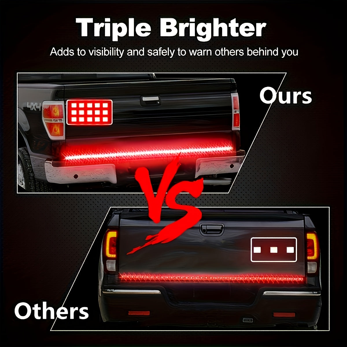47.24inch Long Pickup-Style Off-Road Vehicle Arrow-Shaped LED Light Strip, Equipped with Red And Yellow Flowing Lights, Car Atmosphere Light Strip, Decorative Neon Light Strip on The Rear of The Truck, a Thoughtful Gift, with Fishbone Design