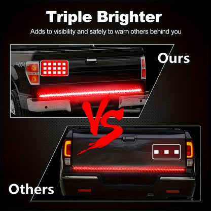 47.24inch Long Pickup-Style Off-Road Vehicle Arrow-Shaped LED Light Strip, Equipped with Red And Yellow Flowing Lights, Car Atmosphere Light Strip, Decorative Neon Light Strip on The Rear of The Truck, a Thoughtful Gift, with Fishbone Design