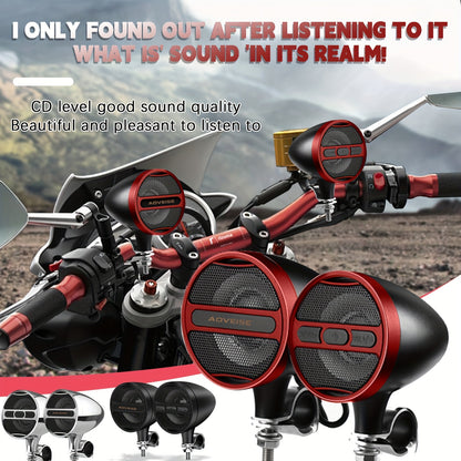 KORBROS Motorcycle Stereo Sound System with Built-In Amplifier, MP3 & USB - 12V Speakers for ATVs, Handlebar Mount