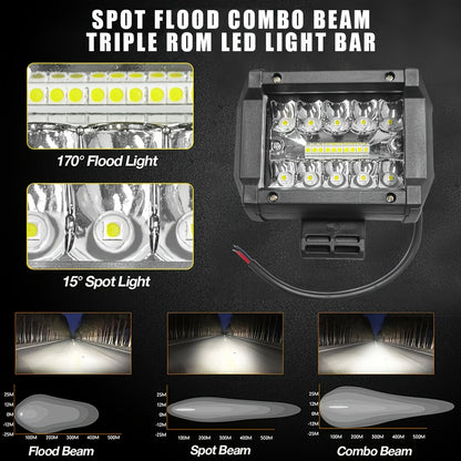 Set of 2, 4-Inch LED Work Lights, 60W, Suitable for Motorcycles And Boats, Offering Universal Ultra-Bright Illumination for Daytime Driving And External Modifications, Without Battery