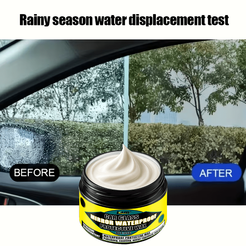 Powerful Waterproof Non-Stick Wax | Windshield, Rearview Mirror, and Glass Rain Repellent Coating - Long-Lasting Protection Polish Kit