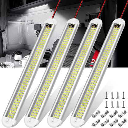 4/8pcs 12V LED Interior Light Bar | 120LEDs 1500LM 8W DC, with ON/OFF Switch, for Enclosed Cargo Trailer, RV Van, Truck, Lorry, Camper, Boat, Caravan, Without Battery