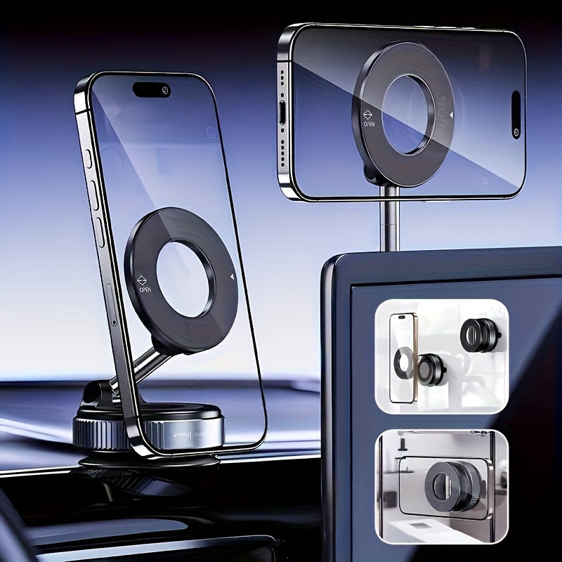 4pcs, 360° Rotating Magnetic Phone Holder, Foldable And Extendable, Suitable for Iphone 16/15/12, ABS Material, Not, Multi-Scenario Use: Car/Bathroom/Gym/Mirror, Universal Size, Black, All-Season Compatible