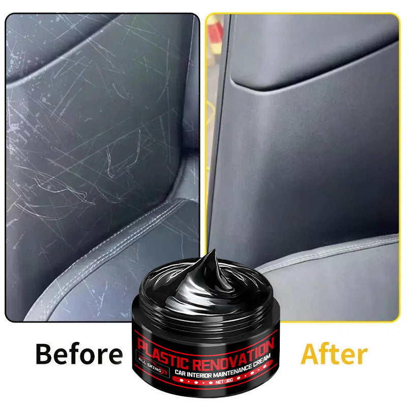 Car Plastic Part Restorer, Black Interior Trim Polishing Wax, Aging Prevention Refurbishment Agent, Repair Plastic Scratches, Tire Shine Paste, Leather Sofa Seat Care Cream, Suitable for All Car Interiors and Exteriors