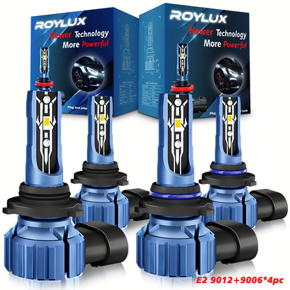4pcs 9005+H11 LED Headlight Kit Bulbs, High/Low Beam Fog Lamps 80W 20000LM/bulb Super Bright White 6000K, Without Battery