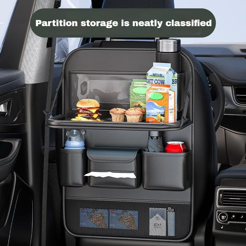 1pc/ 2pcs Faux Leather Car Backrest Organizer with Foldable Table Holder, Car Seat Backrest Protection Pad, And Foldable Car Seat Organizer with Tablet Stand