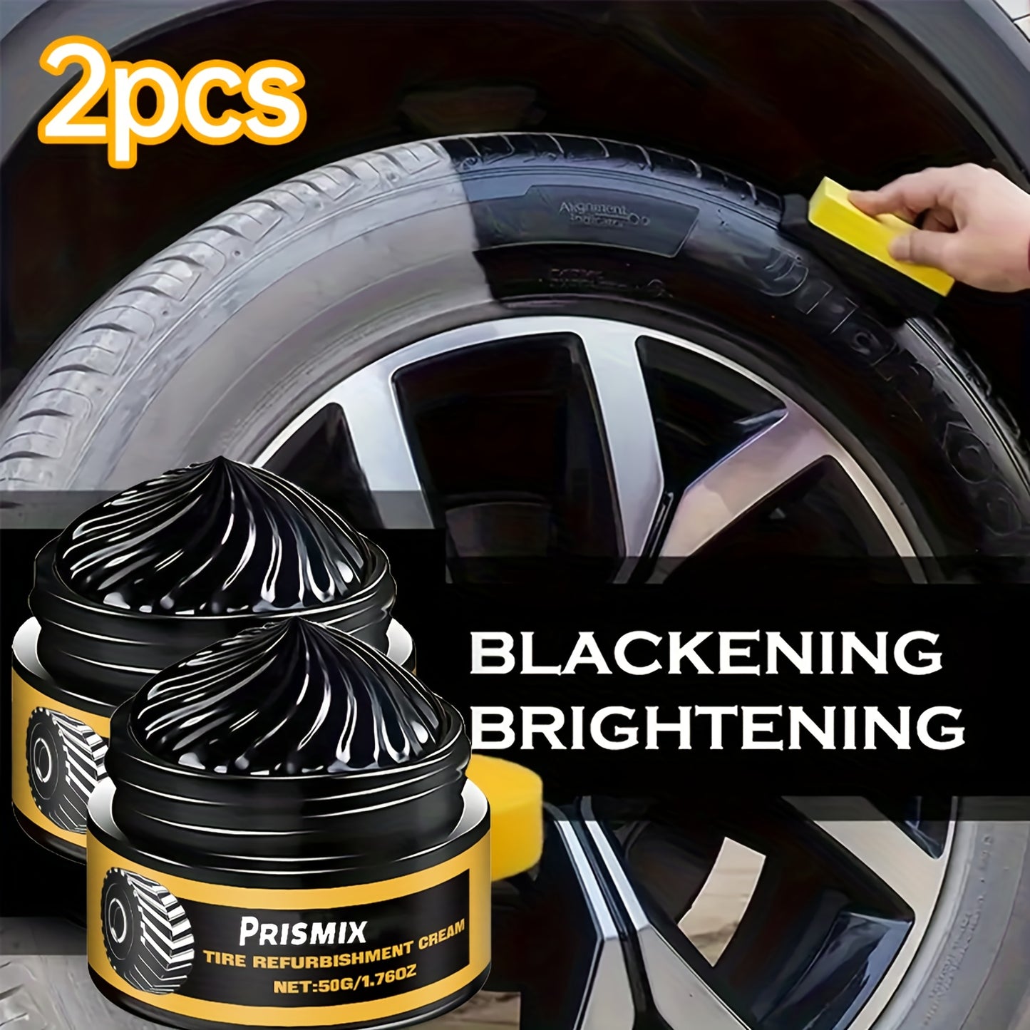 2pcs Car Black Interior Tire Polishing And Retreading Paste Tire Cleaning Rust Removal Polishing Shine Enhancement Anti-Fouling Wheel Retreading Paste - Lasting Shine, Noticeable Effect, Beeswax Ingredients, No Professional Tools Needed