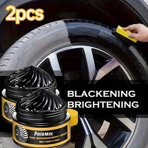 2pcs Car Black Interior Tire Polishing And Retreading Paste Tire Cleaning Rust Removal Polishing Shine Enhancement Anti-Fouling Wheel Retreading Paste - Lasting Shine, Noticeable Effect, Beeswax Ingredients, No Professional Tools Needed