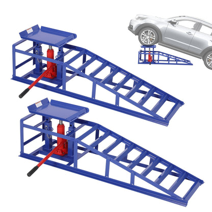 2 Pack Hydraulic Car Ramps - No Installation Required, 5T/ 11000LBS Max Load Low Pro-File Car Lift Service Ramps, Heavy Duty Steel Hydraulic Vehicle Ramps for Car Truck Trailer Garage Repair, Ideal Christmas Birthday Gifts for Women Men Friends