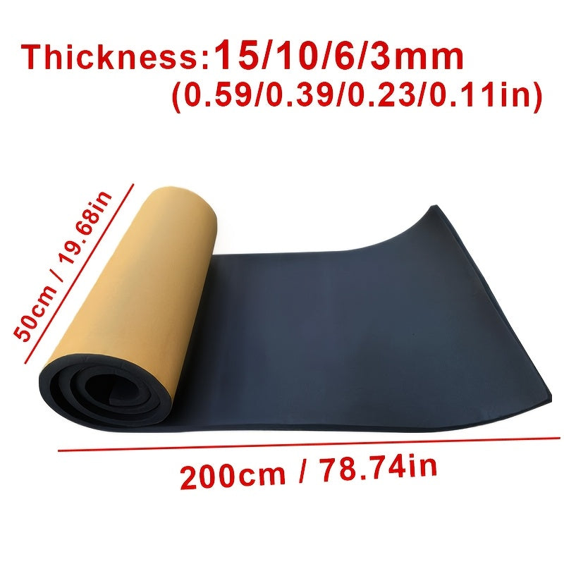 1 Roll 15/10/6/3mm Thickness Automotive Hood Engine Heat Insulation Soundproof Shock-Absorbing Soundproof Sticker Car Accessories 78.74*19.69inch/39.37*19.69inch