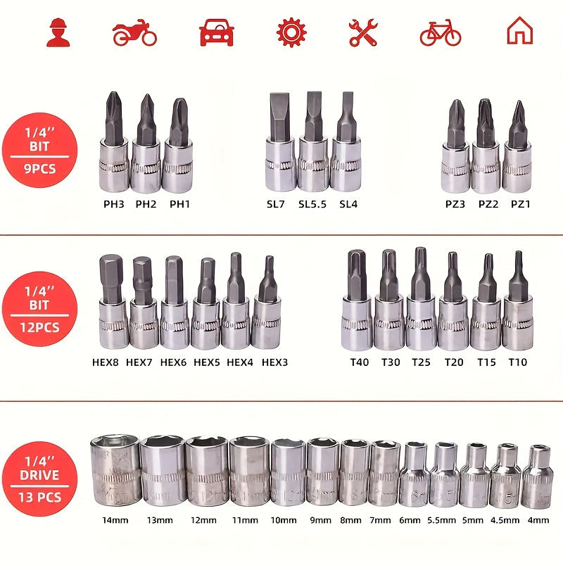 [High-End Tool Sets] 50/ 55Pcs High-End Professional Tool Sets, Auto/ Bicycle Maintenance Machinery Sets, Racing-Class Auto Parts Maintenance Ratchet Wrenches Or Other Auto Maintenance Parts Tool Sets