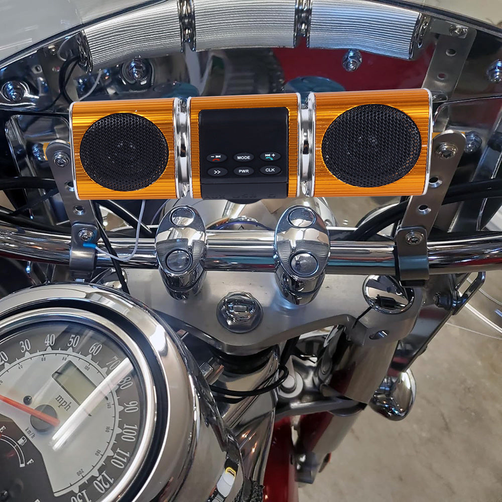 Motorcycle Sound Bar with Built-in Amplifier - Wireless, USB Inputs, 12V Metal MP3 Player Great for ATV, Scooter Bike, 12 Volt Off-Road Bikes, Without Battery