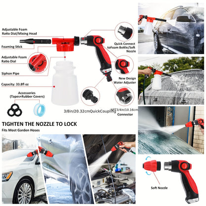42Pcs Car Wash Detailing Kit Cleaning Kits With Foam Gun Sprayer Wash Brush With Long Handle Collapsible Bucket Large Wash Mitt Towels