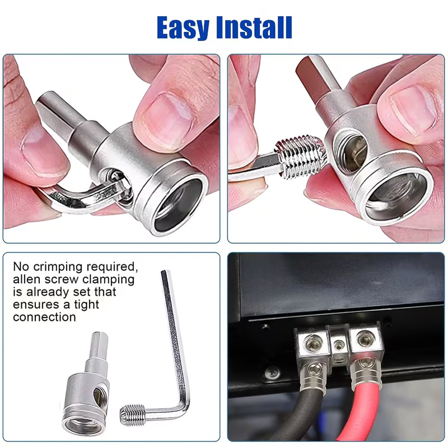 4pcs Amp Input Reducer, 4 Gauge to 8 Gauge Car Audio Wire Terminal Blocks, Good Conductivity, High Hardness, for Car Auto