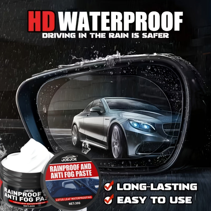 JOKJOK Waterproof Non-Wetting Car Glass Coating Wax - And -Fog And Rearview Mirror Polish, Fit for All Vehicles, Long-Lasting Rain Repellent Sprayable Paste (Before/After Protection) - Easy Application Kit