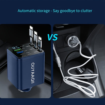 OUYAAQII 7-in-1 Fast Car Phone Charger/with 3 Retractable Cables And A Fast Charging Port/can Be Freely Adjusted In 180° Direction/features LED Intelligent Digital Display