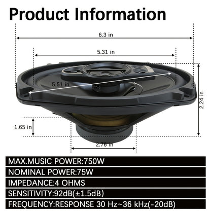 2pcs 6X9-inch 1300W(2X650W) 5-way Full-frequency Coaxial Car Speakers, Surround Sound Channel Configuration2.2, with Dust Cover And Audio Cable for Car Door Auto Audio Music Stereo Door Speakers, Perfect for Car Audio Upgrade, Without Battery