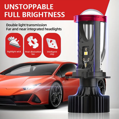 2pcs H4 High And Low Integrated Headlight Bulbs, 60, 000 Lumens 420W 3570 CSP Chip New LED Projection Lens, 6000K White Ultra-bright Light, Suitable for Motor Vehicles, Left-hand Driving, 12-24V, No Battery Required