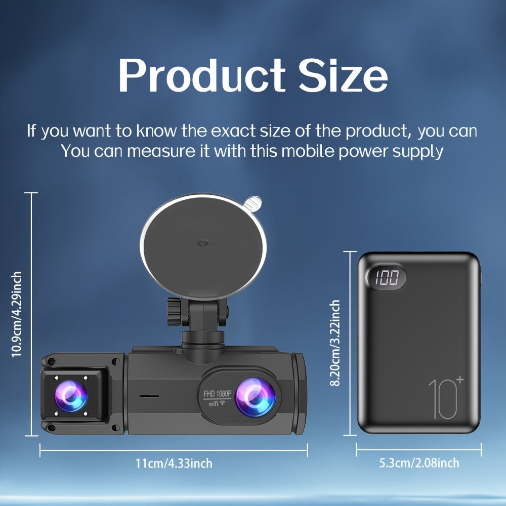 2.0 Lnch IPS Screen Dash Camera, 2/3 Lens with 32GB TF Card Optional, 170 Wide Angle WlFl Night Version Loop Recording G-Sensor WIFI Optional
